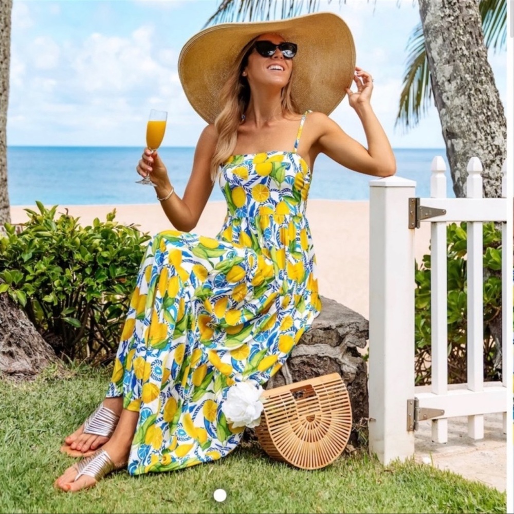 Kenny Flowers The Positano Resort Dress Lemon Print Size S